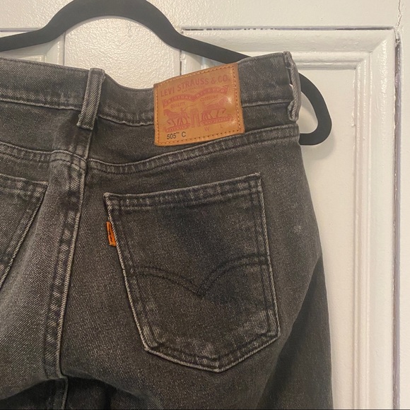 Levi’s 505C Orange Tab Black Cropped Jeans Sz 28 - Picture 5 of 7